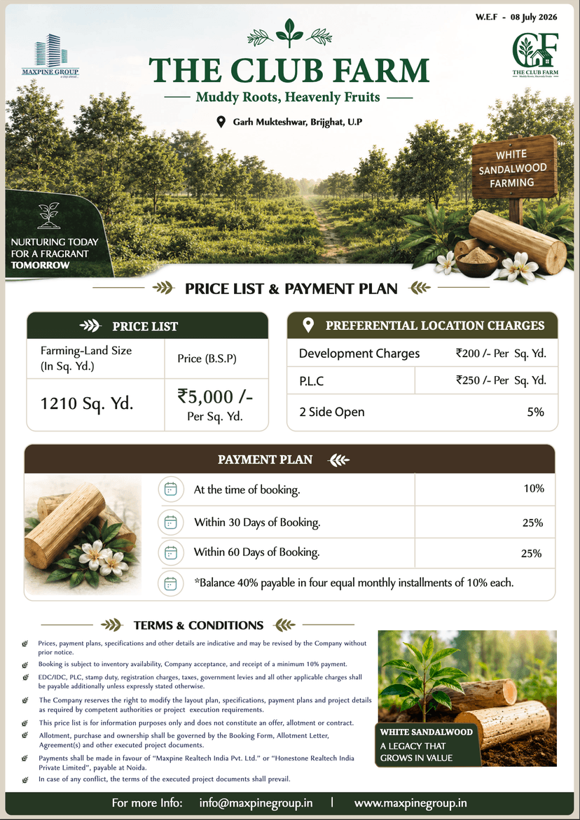 The Club Farm Price List